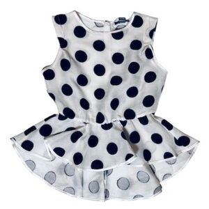 GRACIA White and Black Polka Dot Peplum Top